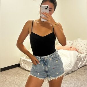 Pacsun Flower Embroidered Denim Women Shorts